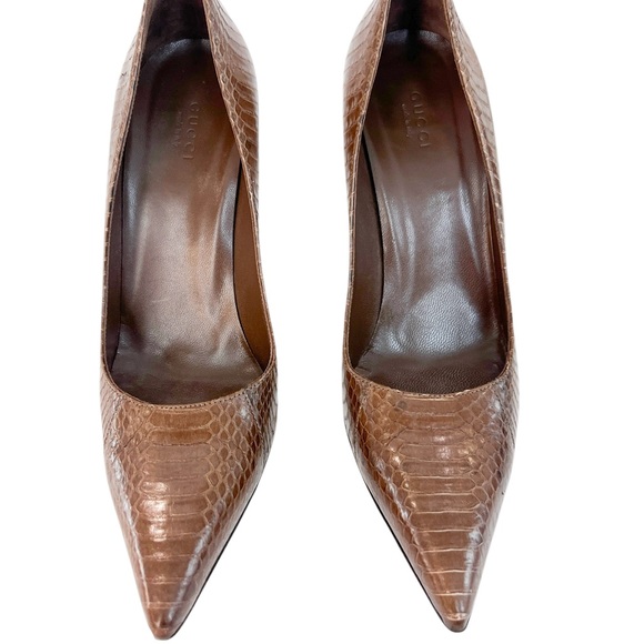 Gucci brown python leather bamboo heel pumps - Picture 3 of 8